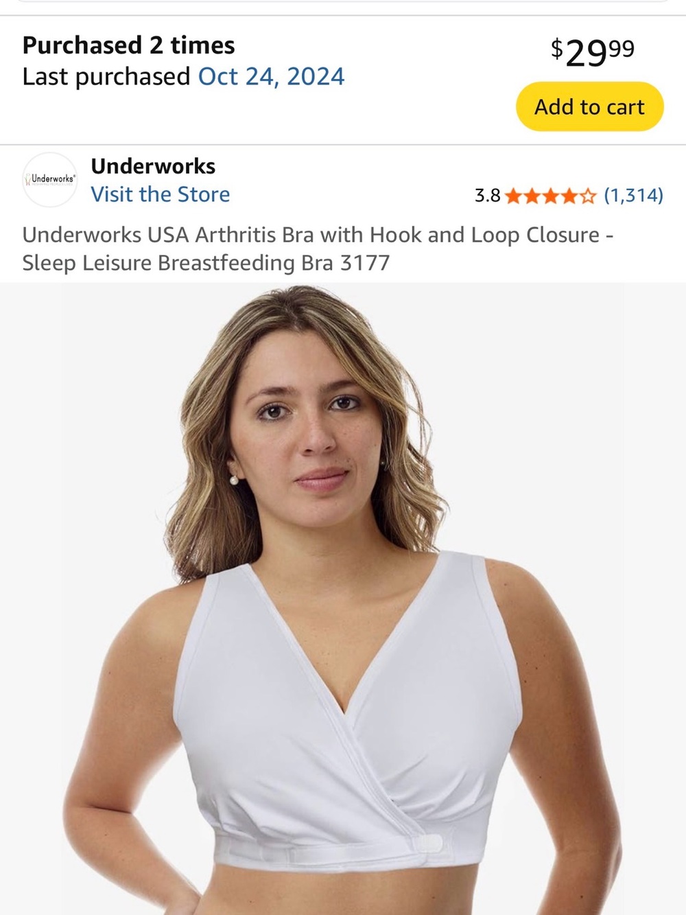 3 - 3x Velcro front closure cotton bras